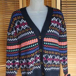 Talbots Large Petite Cardigan Sweater in Multi Color